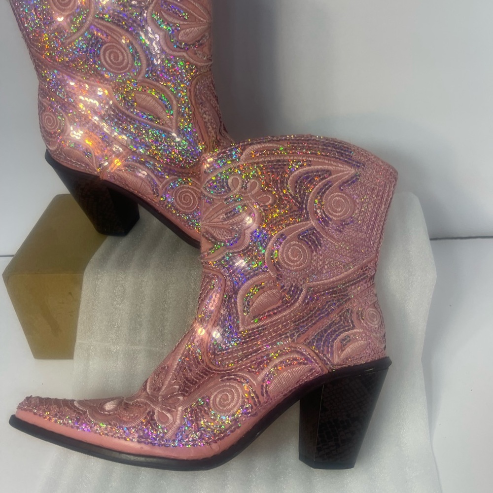 Helen's Heart, Womens Western Boots, Sequined, Pink, Rodeo, Size 6